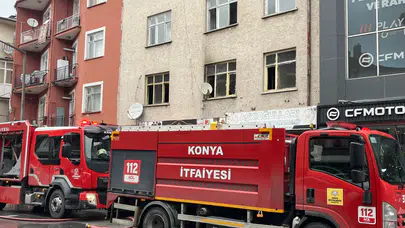 Konya'da apartmanın birinci katında çıkan yangın korkuttu
