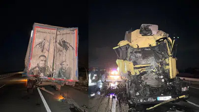 Konya'da kamyon tıra arkadan çarptı: 1 yaralı