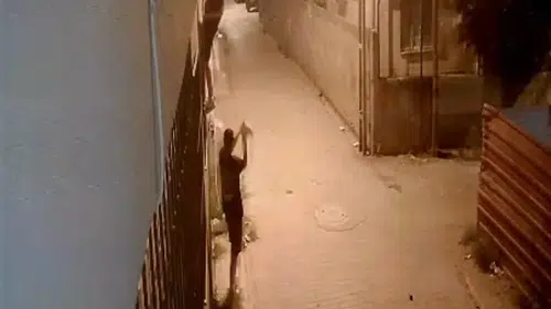 Korkuluklardan tırmanıp penceredeki kediyi böyle çaldılar