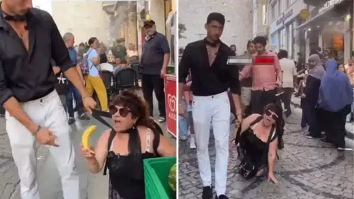 Tasma taktığı kadını sokaklarda dolaştırdı: Tutuklandılar