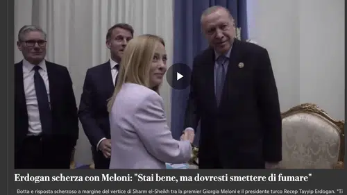 Erdoğan'ın İtalya Başbakanı Meloni'ye sigara uyarısı İtalya basınında