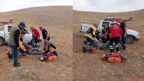 Konya'da dağda kalp krizi geçiren çobanın imdadına hava ambulansı yetişti
