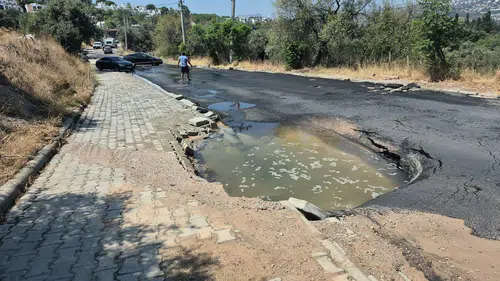 Bodrum’da ana su isale hattı patladı, tonlarca su boşa aktı