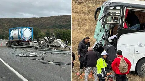 Çok sayıda yaralı var: Yolcu otobüsü ile TIR çarpıştı