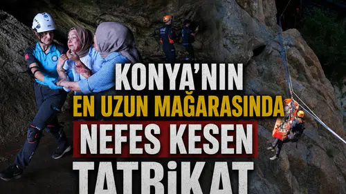 Konya'nın en uzun mağarasında nefes kesen tatbikat: UMKE'den başarı