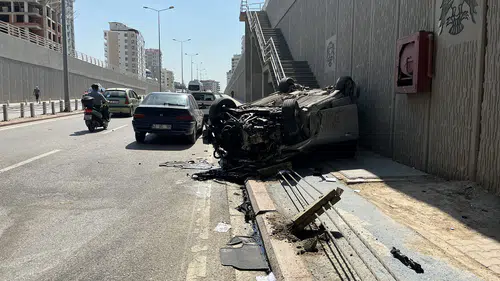 Konya'daki battı çıktı savaş alanına döndü: Kazada 1 kişi yaralandı
