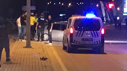 Konya'da kontrolden çıkan otomobil aydınlatma direğini devirdi