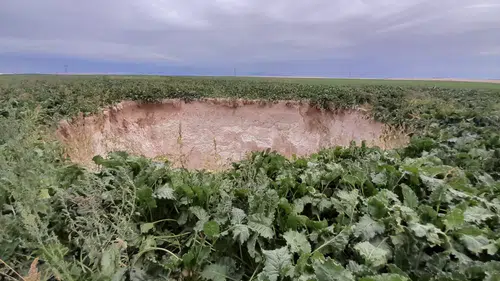 Konya'da yeni obruk oluştu: Pancar tarlası çöktü