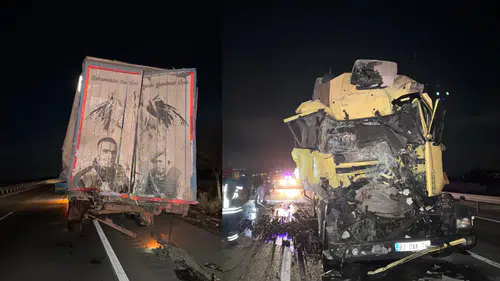 Konya'da kamyon tıra arkadan çarptı: 1 yaralı