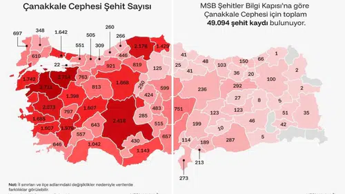 Konya, Çanakkale'de en çok şehit veren illerin ilk sırasında: İşte MSB'nin haritası