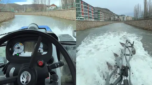 Konya'da akarsu içerisindeki traktör ilgi çekti: Bozkırın Gemisi