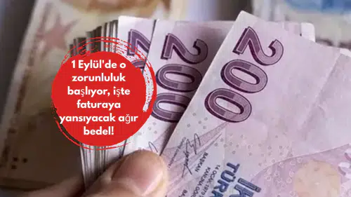 1 Eylül'de o zorunluluk başlıyor, işte faturaya yansıyacak ağır bedel!