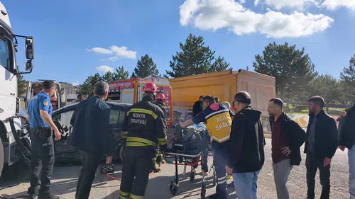 Konya'da tır ile otomobil çarpıştı: 1 kişi yaralandı