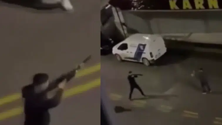 Pompalı silahla kavga: O anlar kameraya yansıdı