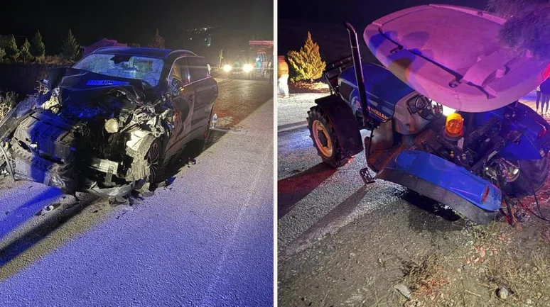 Burdur'da otomobil ile traktör çarpıştı: Yaralıların yarısı çocuk