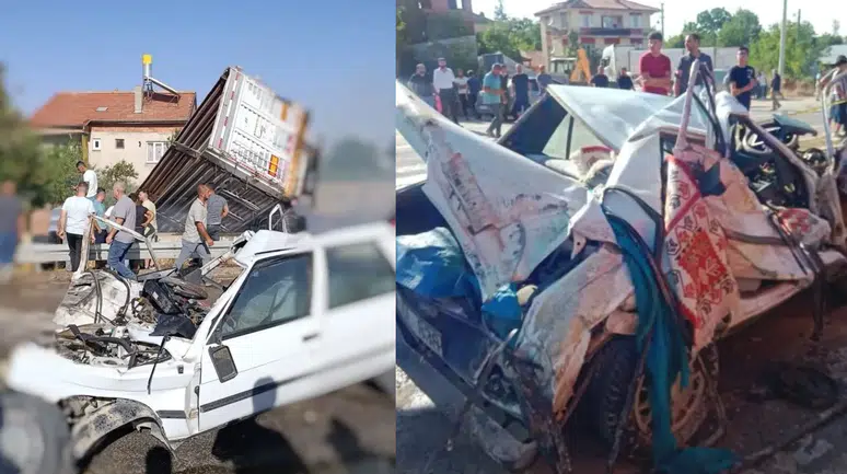 Konya'da feci kaza. Otomobille çarpışan tır alev aldı: 3 ölü