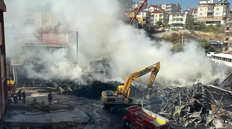 Konya'daki silah üretim fabrikasında yangın çıktı