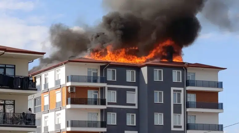 Konya'daki yangının ardından apartman sakinleri mağdur
