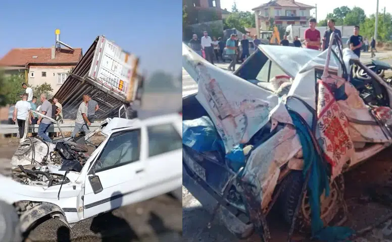 Konya'da feci kaza. Otomobille çarpışan tır alev aldı: 3 ölü