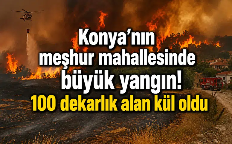 Konya’nın meşhur mahallesinde büyük yangın! 100 dekarlık alan kül oldu