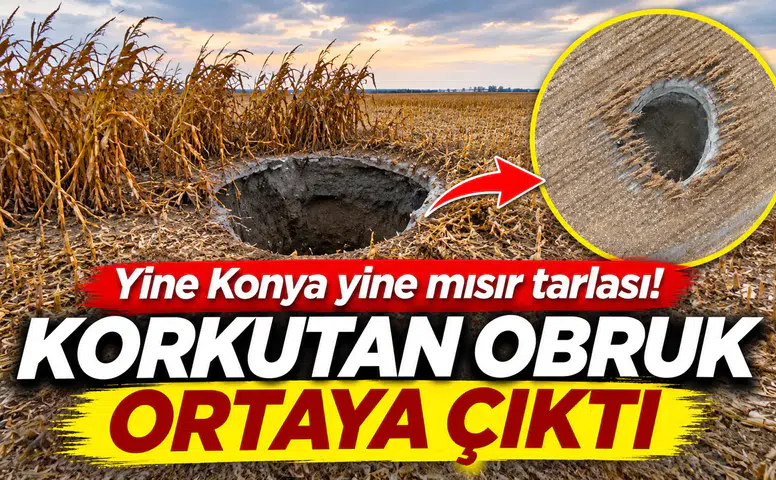 Yine Konya yine mısır tarlası! Korkutan obruk ortaya çıktı