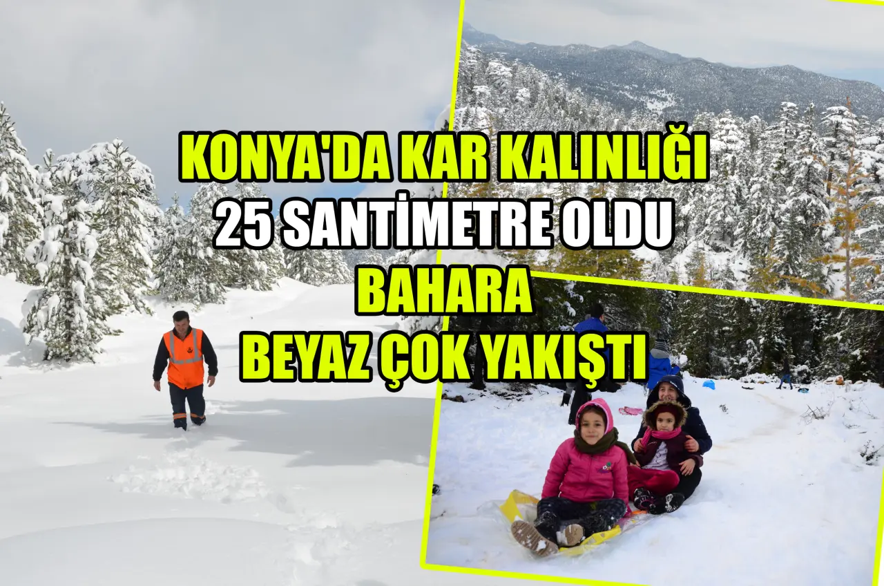 Konya'da kar kalınlığı 25 santimetre oldu: Bahara beyaz çok yakıştı 1