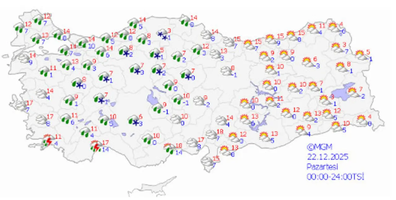 Yeni bir yağış sistemi geliyor: Meteorolojiden kuvvetli yağış uyarısı: 10 ilde kar, 28 ilde sağanak alarmı