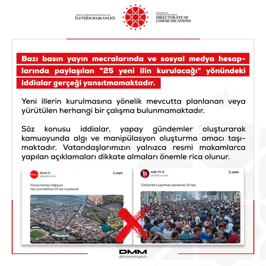 '25 yeni il kurulacak' haberlerine DMM'den yalanlama - Resim : 1