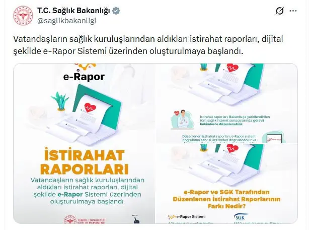 İstirahat raporlarında yeni dönem! e-Rapor sistemi devreye girdi - Resim : 1
