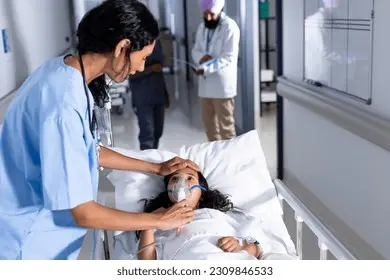 Biracial Female Doctor Putting Oxygen Mask Stok Fotoğrafı 2309846533 |  Shutterstock