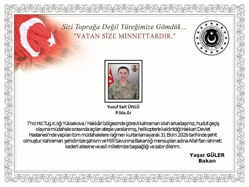 MSB duyurdu: Hakkari'de bir asker şehit - Resim : 1